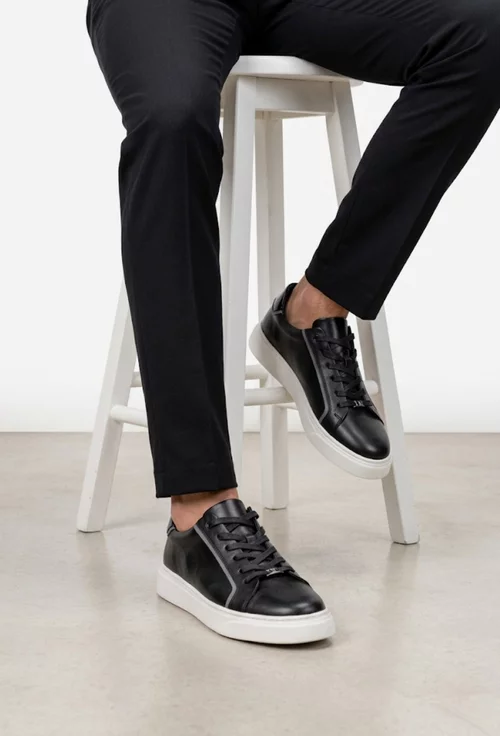 Pantofi barbati din piele naturala neagra