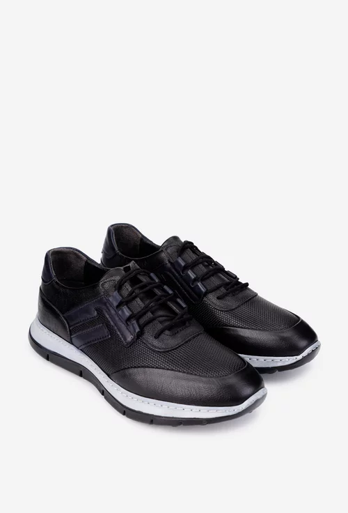 Pantofi barbati din piele naturala neagra