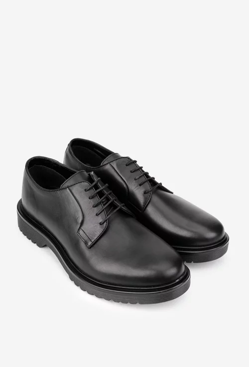 Pantofi barbati din piele naturala neagra