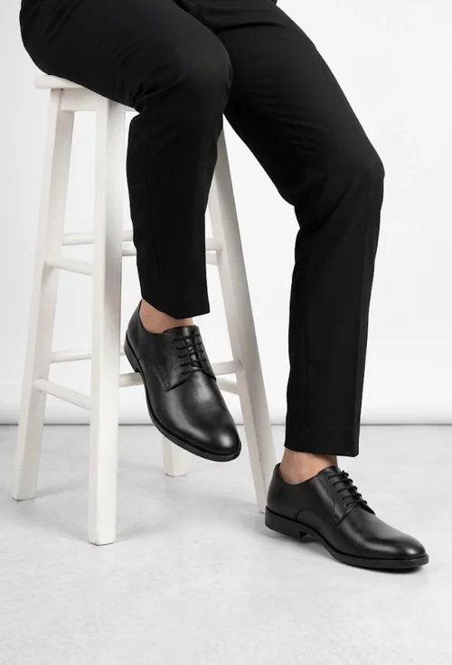 Pantofi barbati din piele naturala neagra