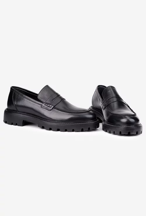 Pantofi barbati din piele naturala neagra