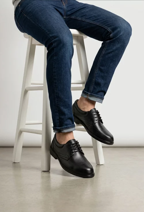Pantofi barbati din piele naturala neagra picture - 2