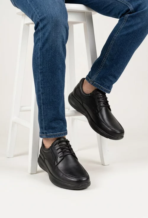 Pantofi barbati din piele naturala neagra