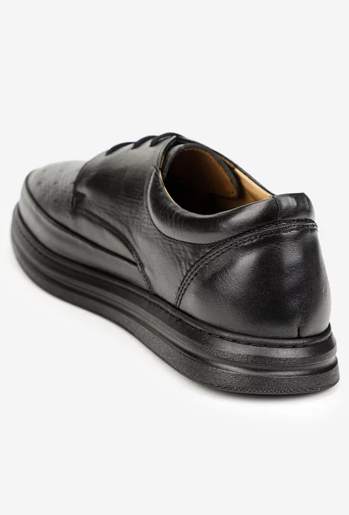 Pantofi barbati din piele naturala neagra