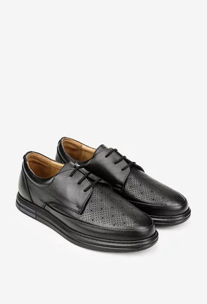 Pantofi barbati din piele naturala neagra
