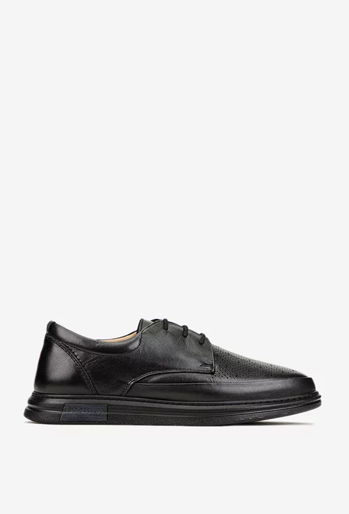 Pantofi barbati din piele naturala neagra