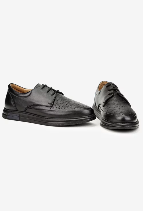 Pantofi barbati din piele naturala neagra