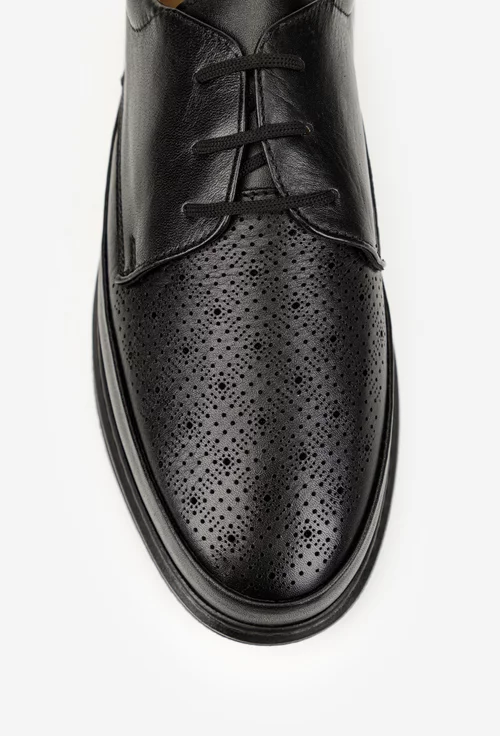 Pantofi barbati din piele naturala neagra