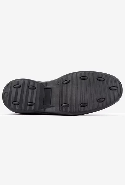 Pantofi barbati din piele naturala neagra cu elastic