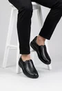 Pantofi barbati din piele naturala neagra cu elastic