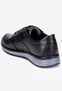 Pantofi barbati din piele naturala neagra cu siret negru cu alb