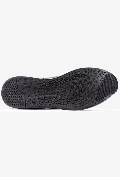 Pantofi barbati din piele naturala neagra cu siret negru cu alb