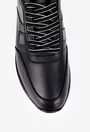 Pantofi barbati din piele naturala neagra cu siret negru cu alb