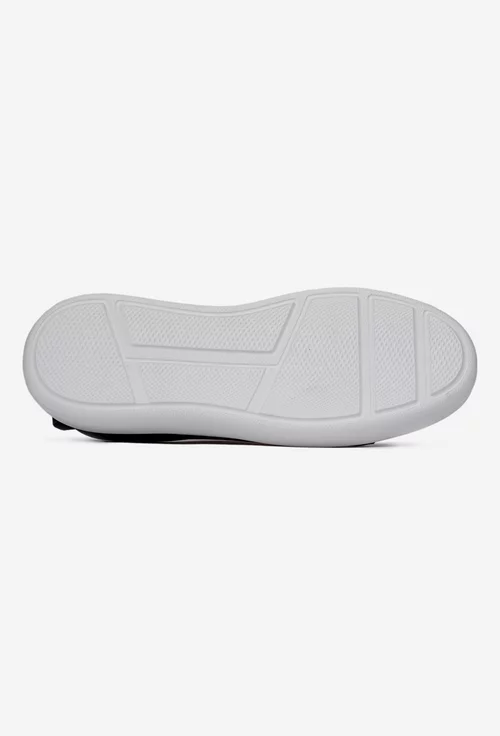 Pantofi barbati din piele naturala neagra cu talpa alba