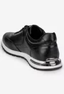 Pantofi barbati din piele naturala neagra cu talpa alba