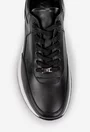 Pantofi barbati din piele naturala neagra cu talpa alba