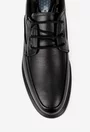 Pantofi barbati din piele naturala neagra cu varf rotunjit