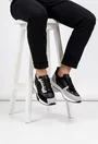 Pantofi barbati din piele neagra cu detalii gri