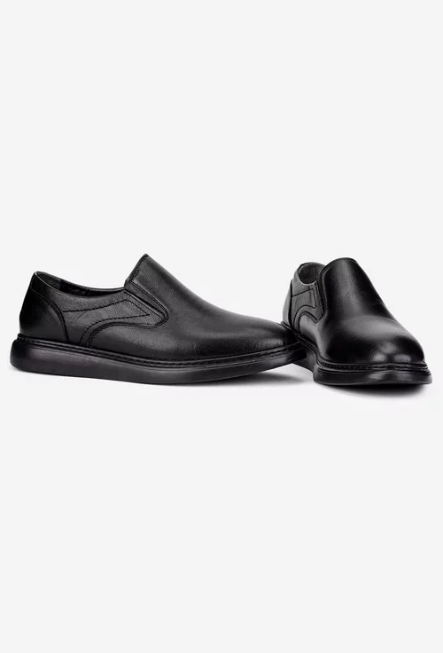 Pantofi barbati din piele neagra cu elastic