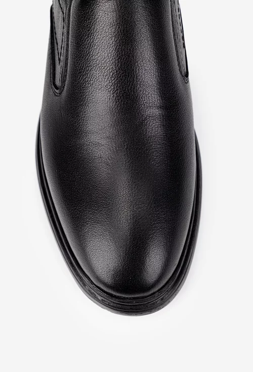Pantofi barbati din piele neagra cu elastic