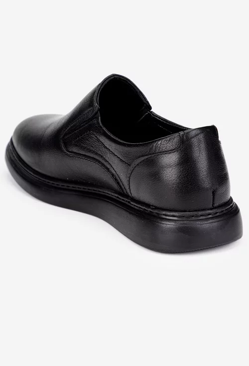 Pantofi barbati din piele neagra cu elastic