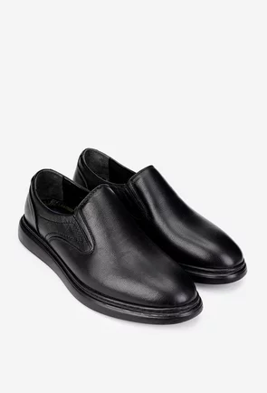 Pantofi barbati din piele neagra cu elastic