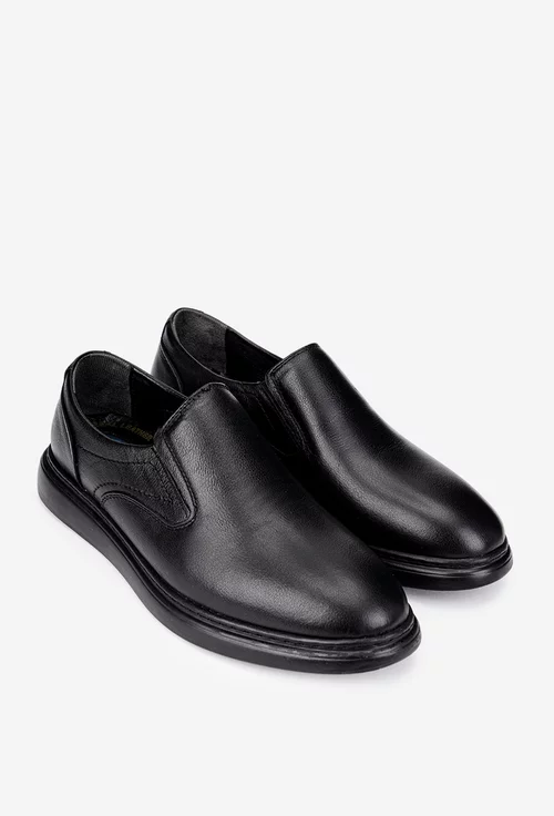 Pantofi barbati din piele neagra cu elastic