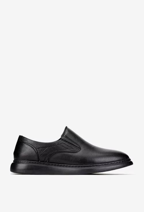 Pantofi barbati din piele neagra cu elastic