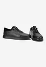 Pantofi barbati din piele neagra cu material textil