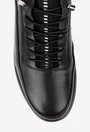 Pantofi barbati din piele neagra cu material textil
