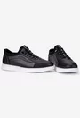 Pantofi barbati din piele neagra cu siret elastic