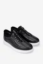 Pantofi barbati din piele neagra cu siret elastic