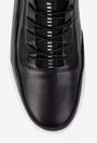 Pantofi barbati din piele neagra cu siret elastic