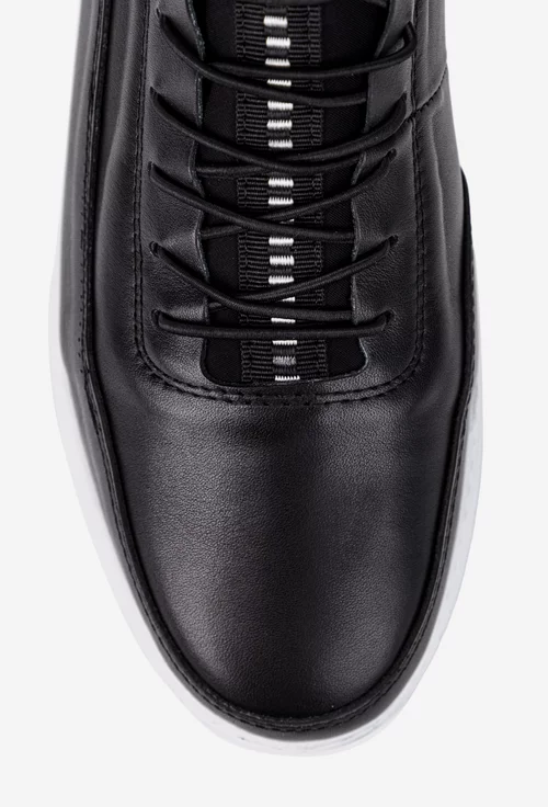 Pantofi barbati din piele neagra cu siret elastic