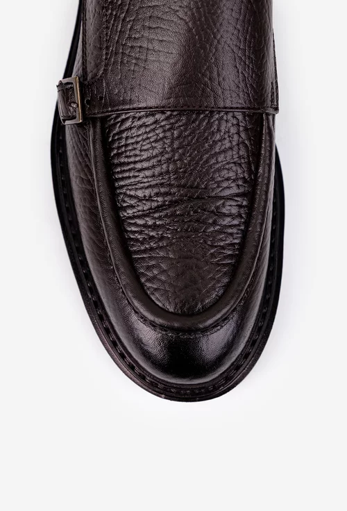 Pantofi barbati din piele texturata maro