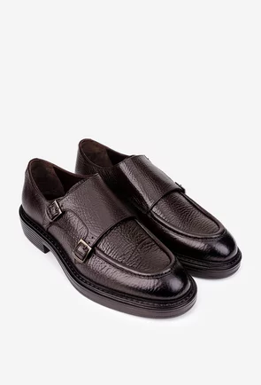 Pantofi barbati din piele texturata maro