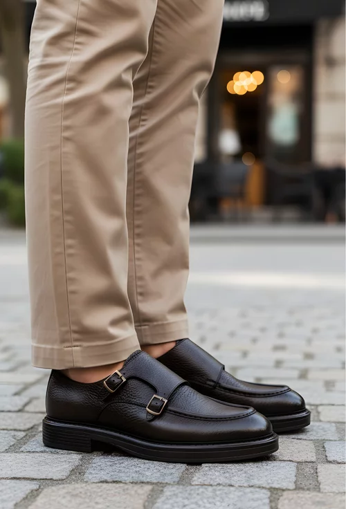 Pantofi barbati din piele texturata maro