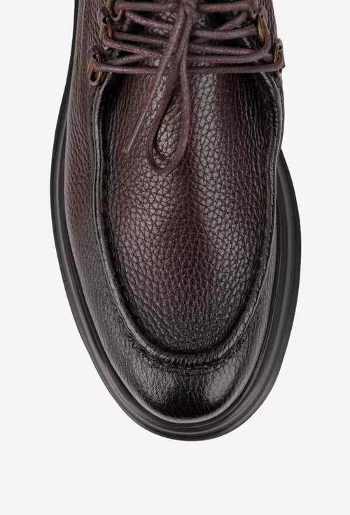 Pantofi barbati din piele texturata maro