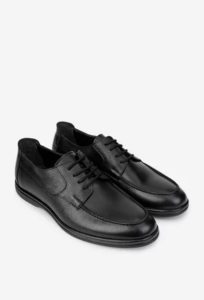 Pantofi barbati din piele texturata neagra