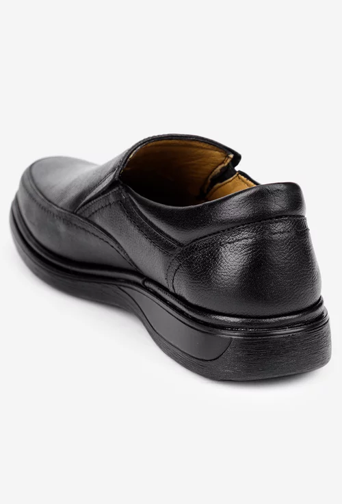Pantofi barbati din piele texturata neagra cu elastic
