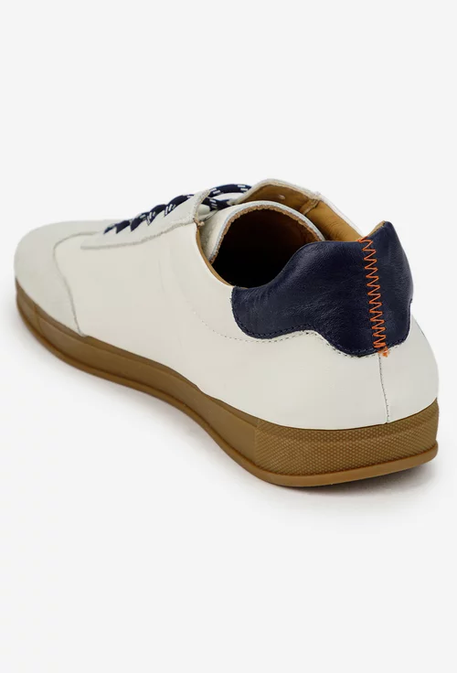 Pantofi barbati ecru cu gri din piele picture - 3
