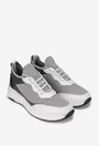 Pantofi barbati gri cu alb din piele si material textil