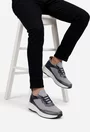 Pantofi barbati gri cu negru din piele si material textil