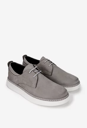 Pantofi barbati gri din piele nabuc