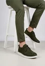 Pantofi barbati kaki din piele nabuc