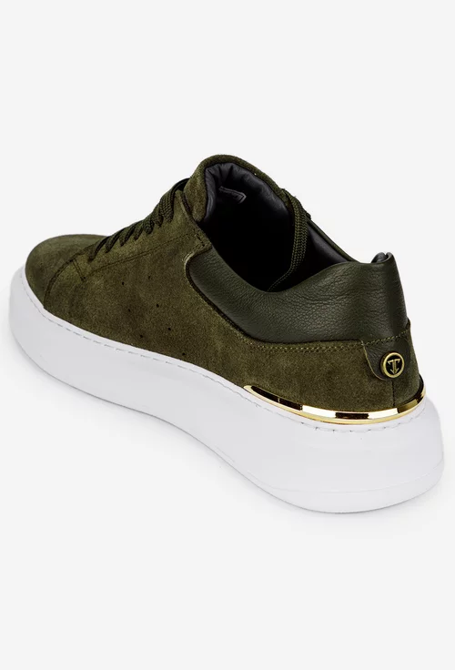 Pantofi barbati kaki din piele naturala nabuc