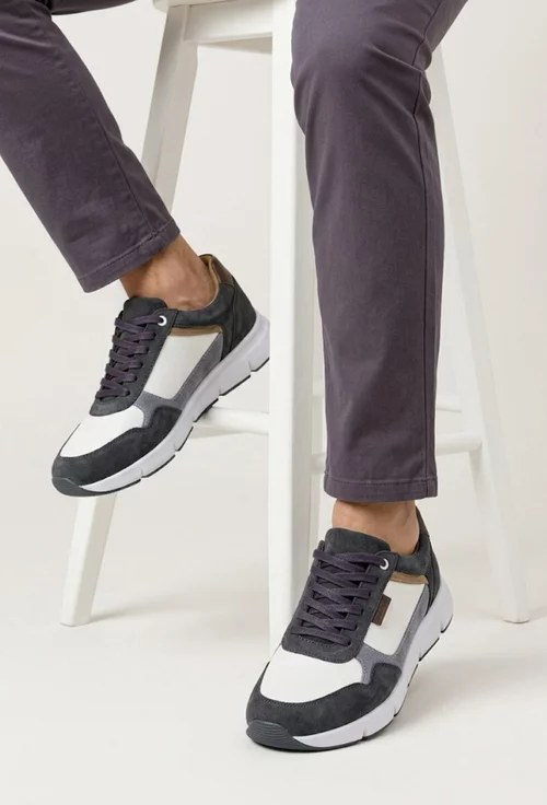 Pantofi barbati multicolori din piele intoarsa