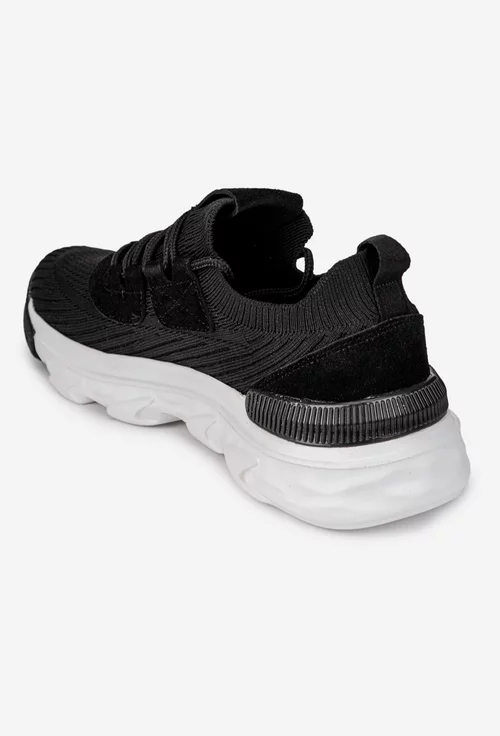 Pantofi barbati negri din material textil si piele intoarsa