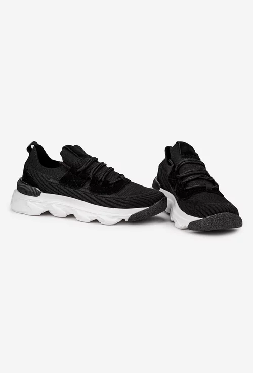 Pantofi barbati negri din material textil si piele intoarsa