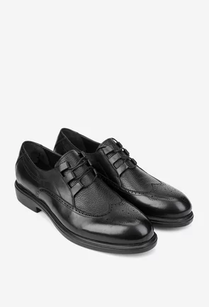 Pantofi barbati negri din piele cu model